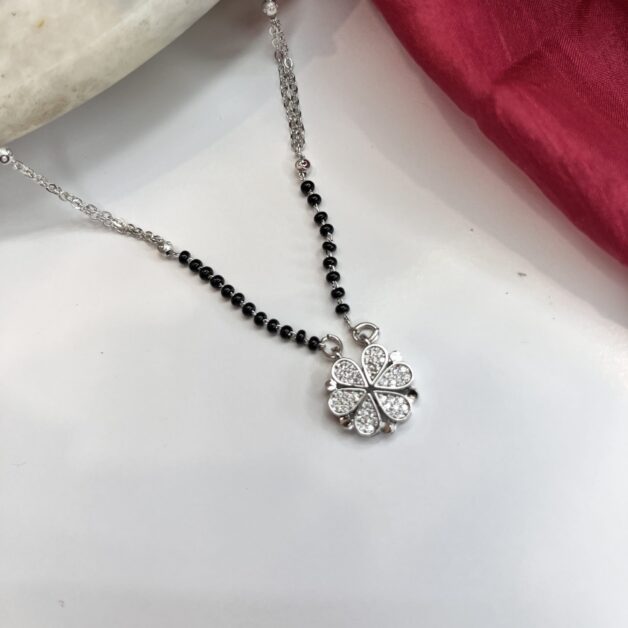 FHF Silver Plated Designer Heart Magnetic Mangalsutra