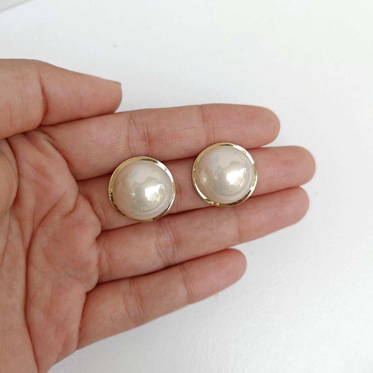 FHF Gold Plated Pearl Studded Stud Earrings - Image 3