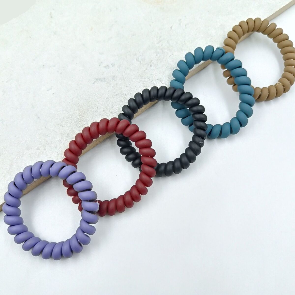 FHF 5 Piece Spiral Hair Ties with Matte Finish -2 - Image 2