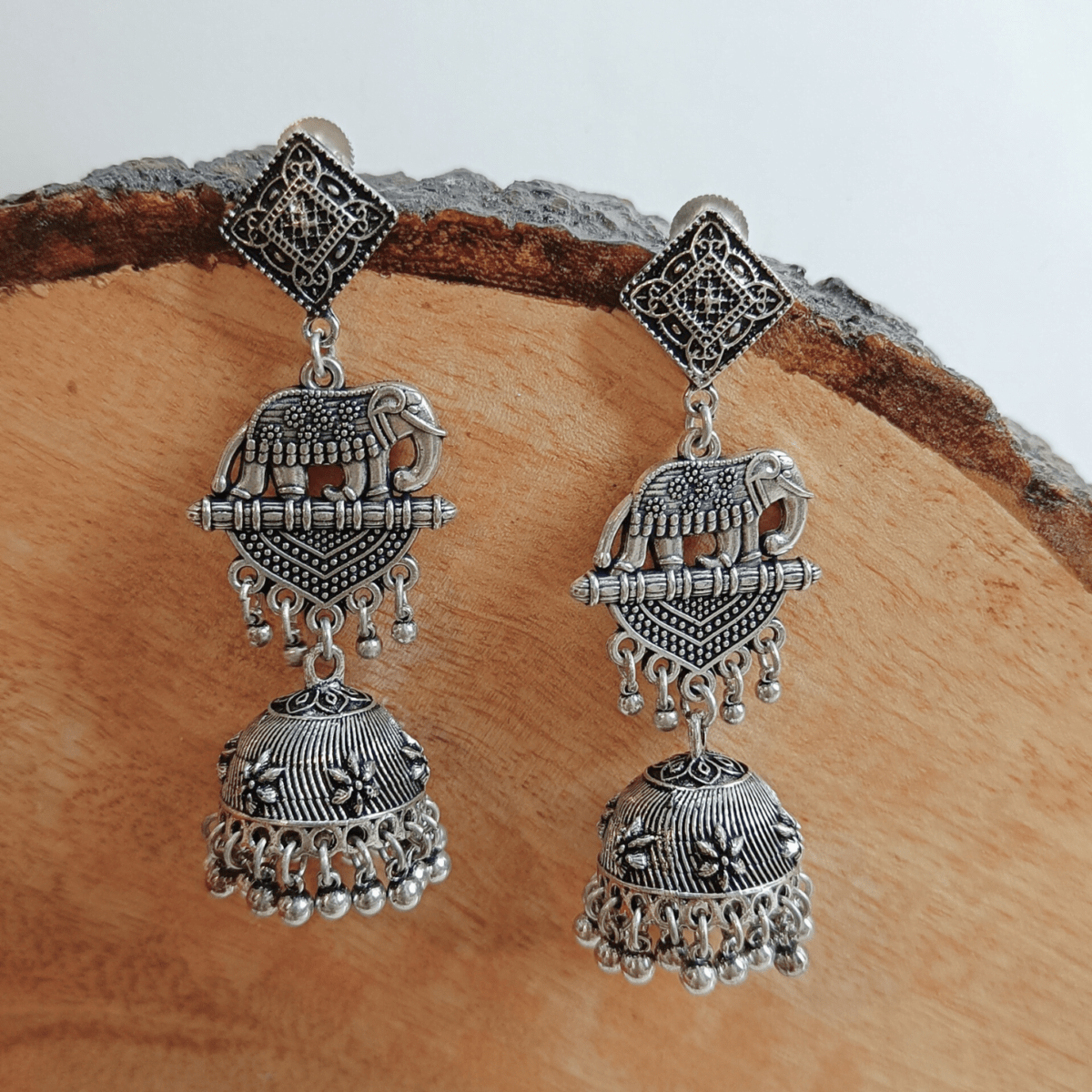 festival, dandiya, navratri, earrings, jhumka, oxidised