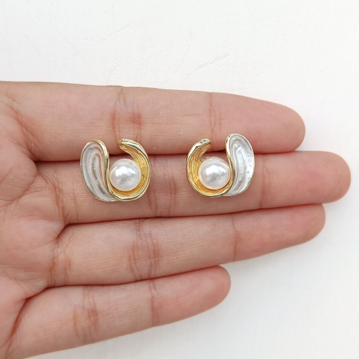 FHF Gold Plated Designer Stud Earrings - Image 3