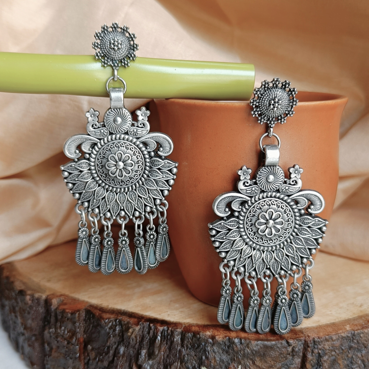 festival, dandiya, navratri, oxidised, earrings, traditional