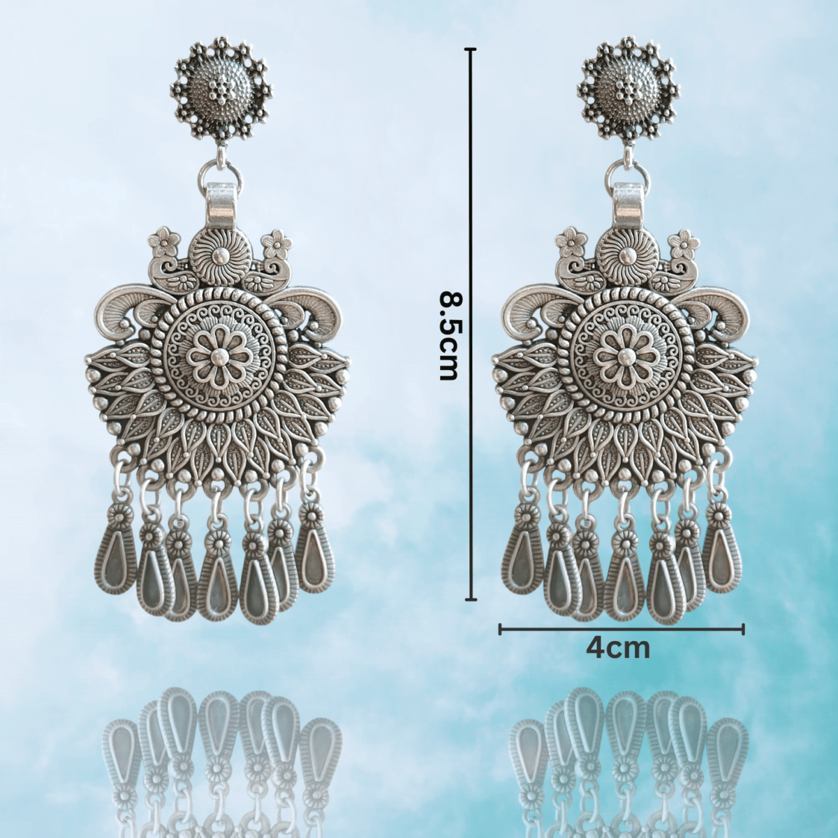 FHF Silver Plated Designer Traditional Earrings - Image 3