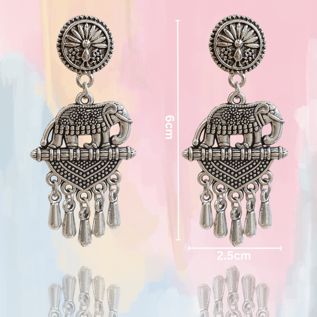 FHF Silver Plated Designer Traditional Earrings - Image 3