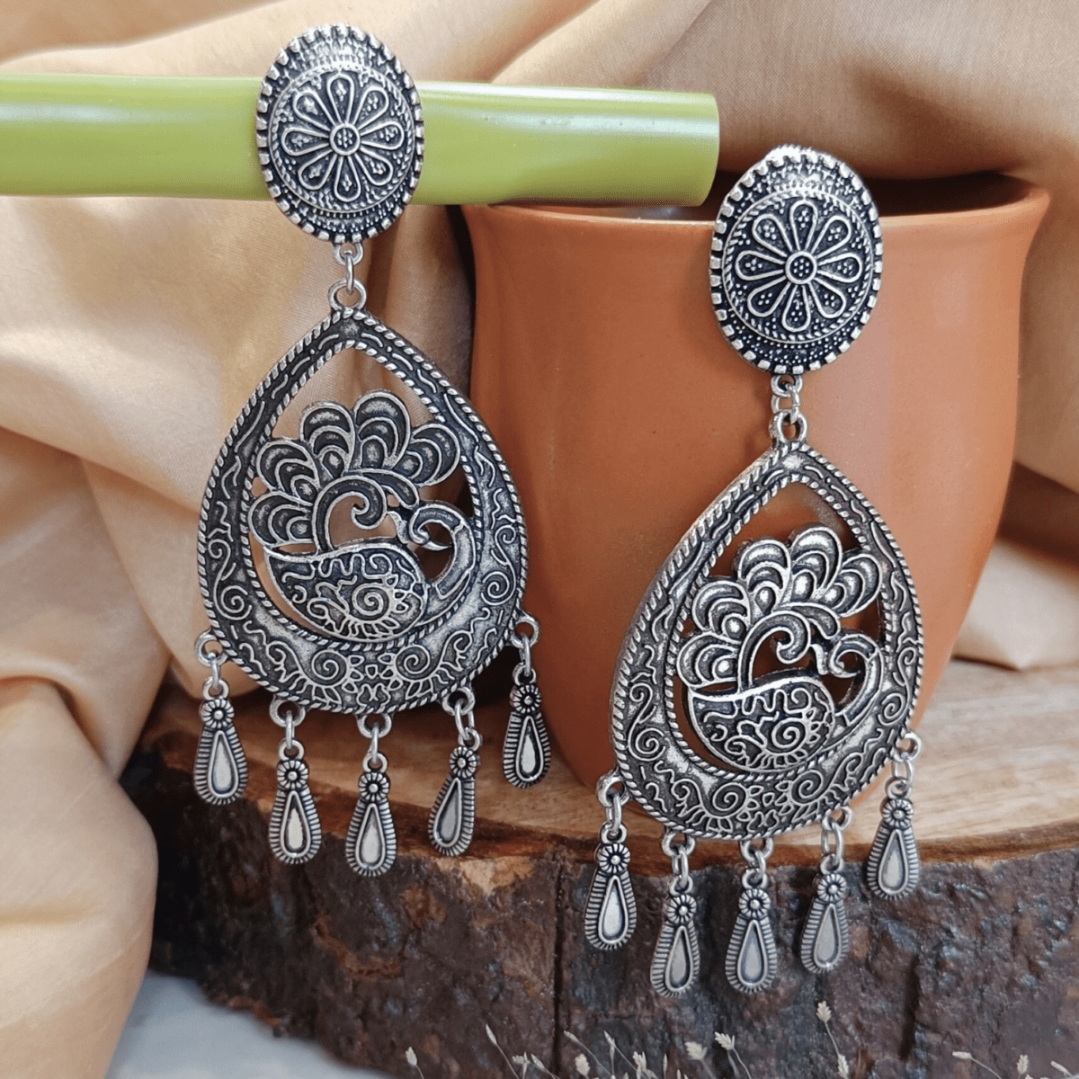 festival, dandiya, navratri, oxidised, earrings, traditional