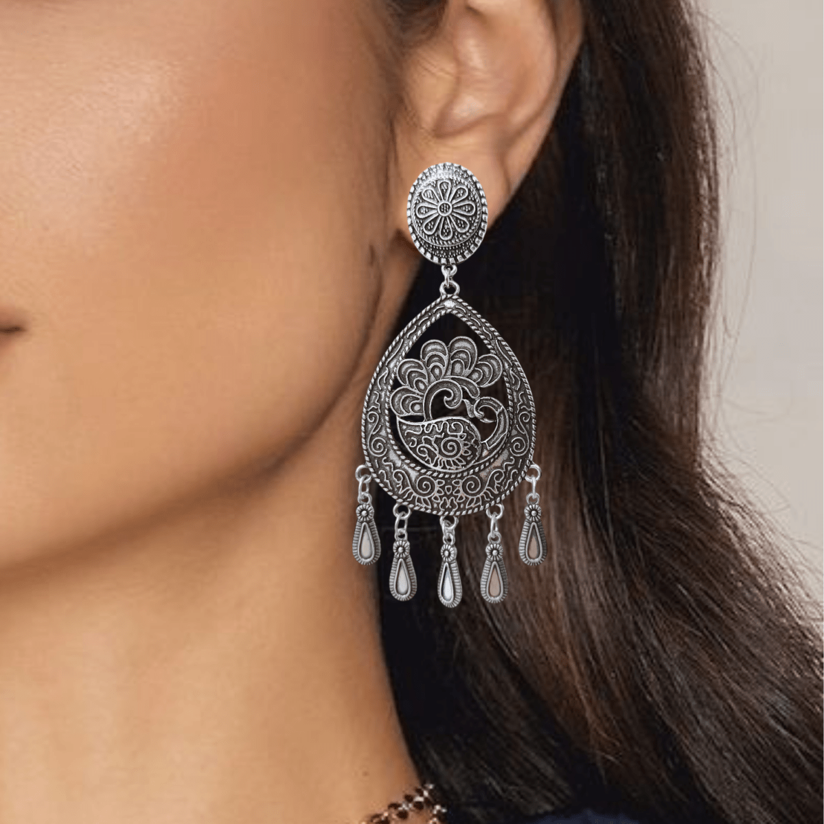 festival, dandiya, navratri, oxidised, earrings, traditional