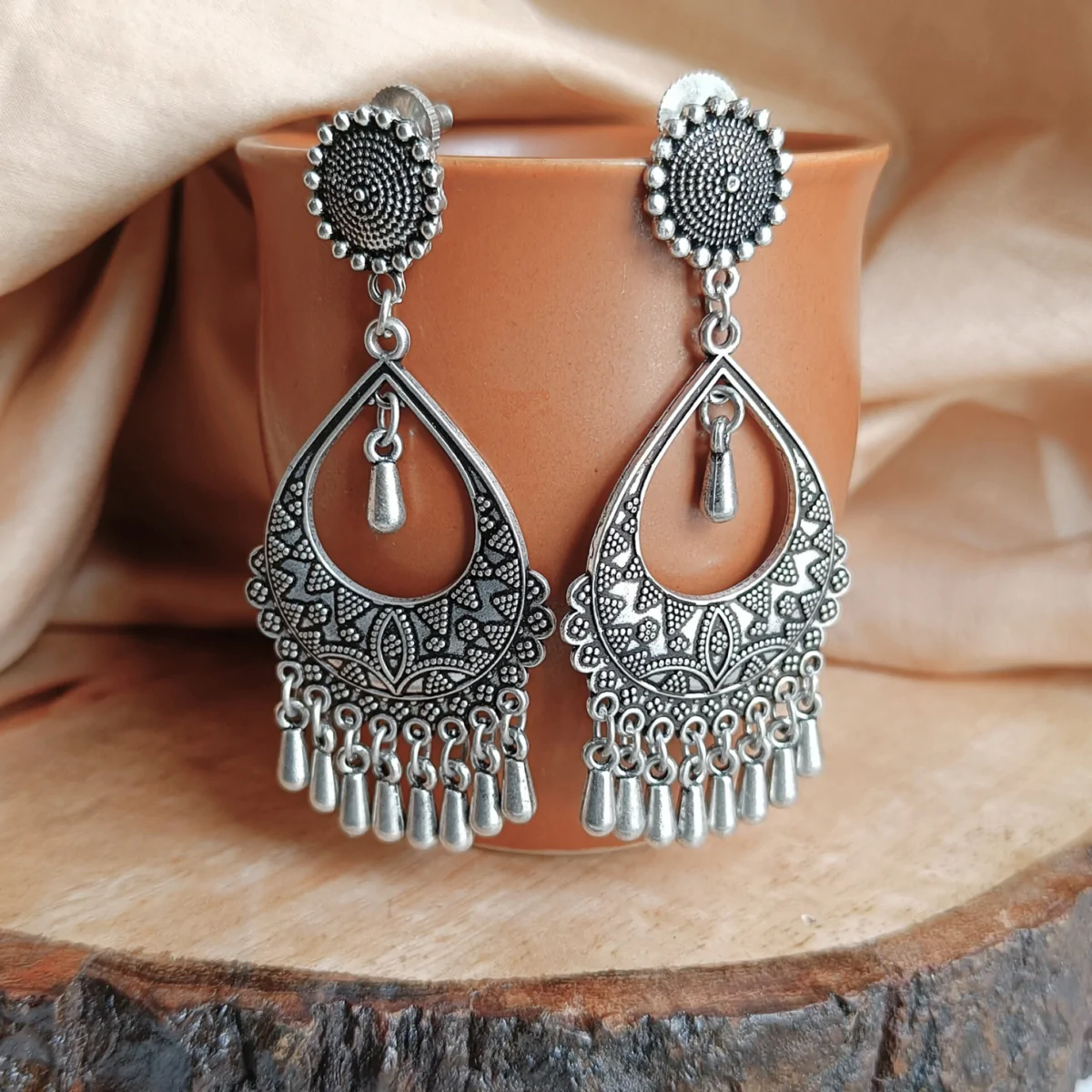 festival, dandiya, navratri, oxidised, earrings, traditional