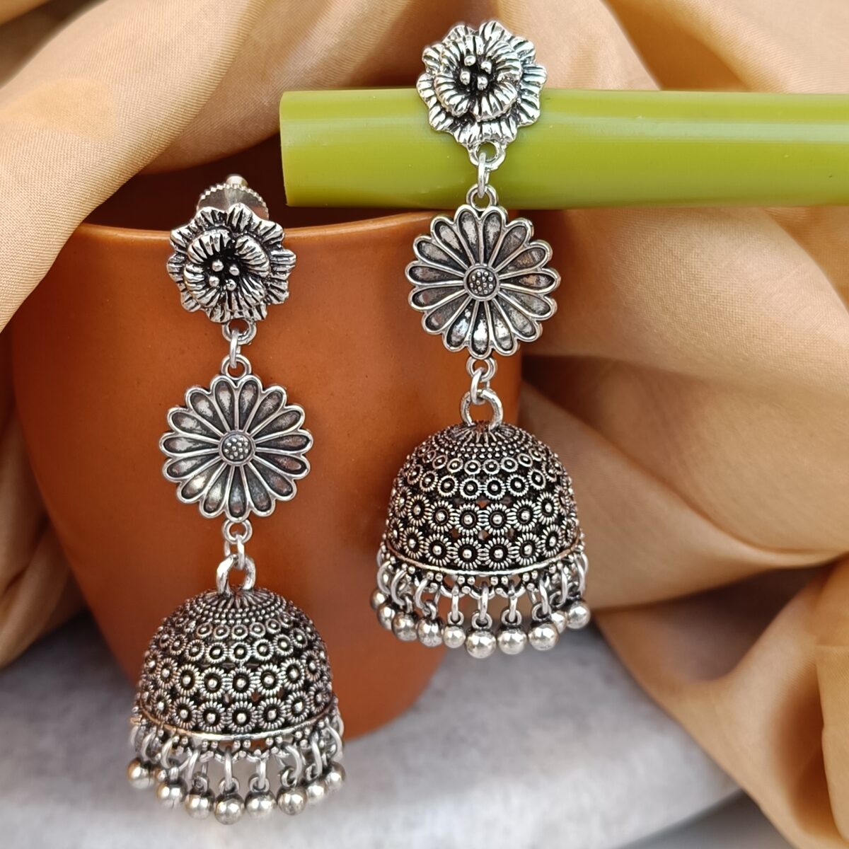 oxidised, earrings, traditional