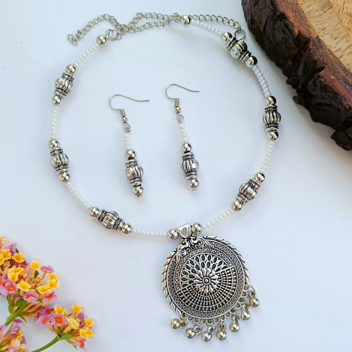 festival, dandiya, navratri, oxidised, necklace