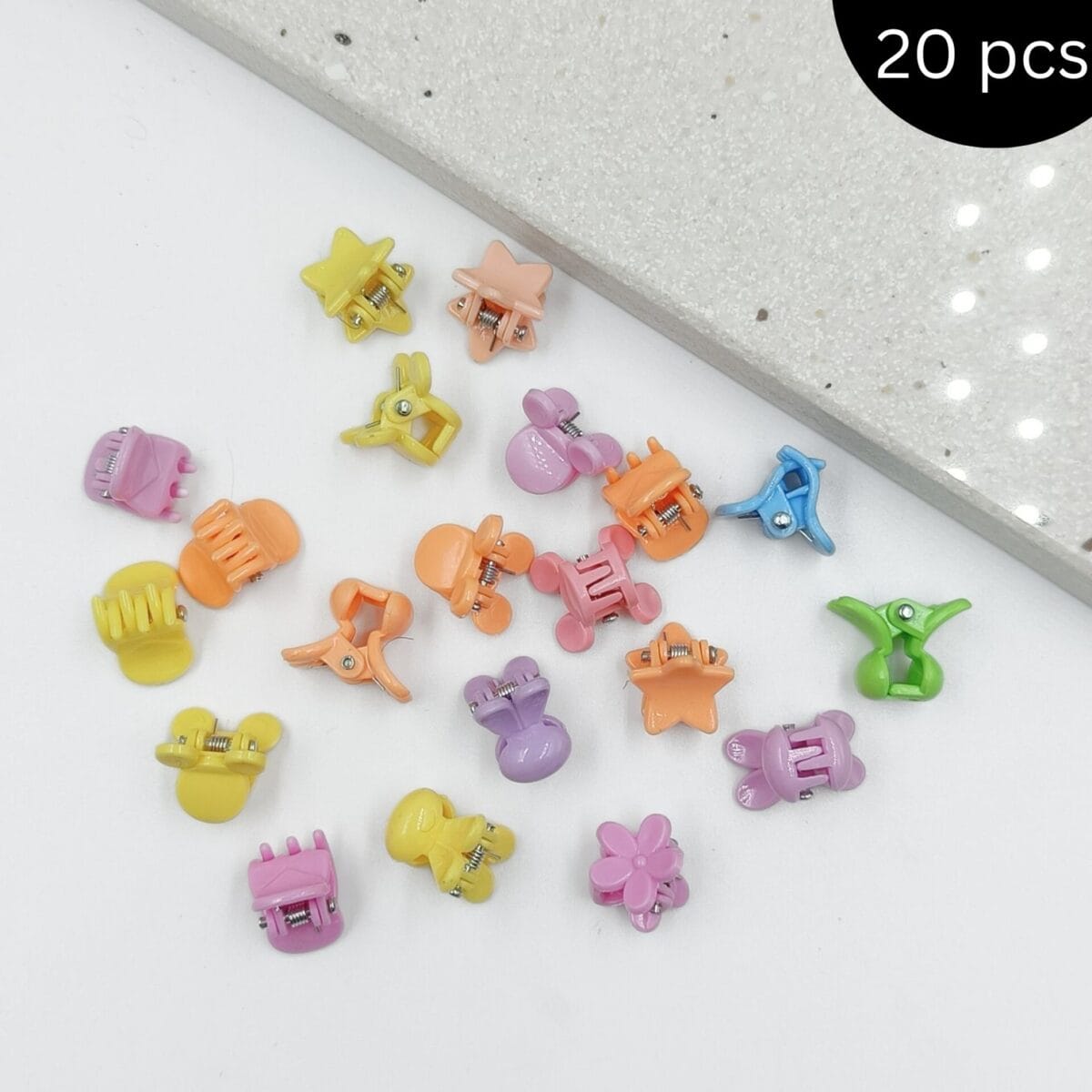 FHF 40 Piece Cute Mix Design Mini Claw Clips & Rubber band Box - Image 5