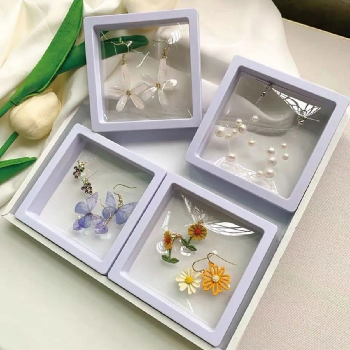 FHF Floating Display Case, Clear PE Film Jewelry Storage Box - Image 3