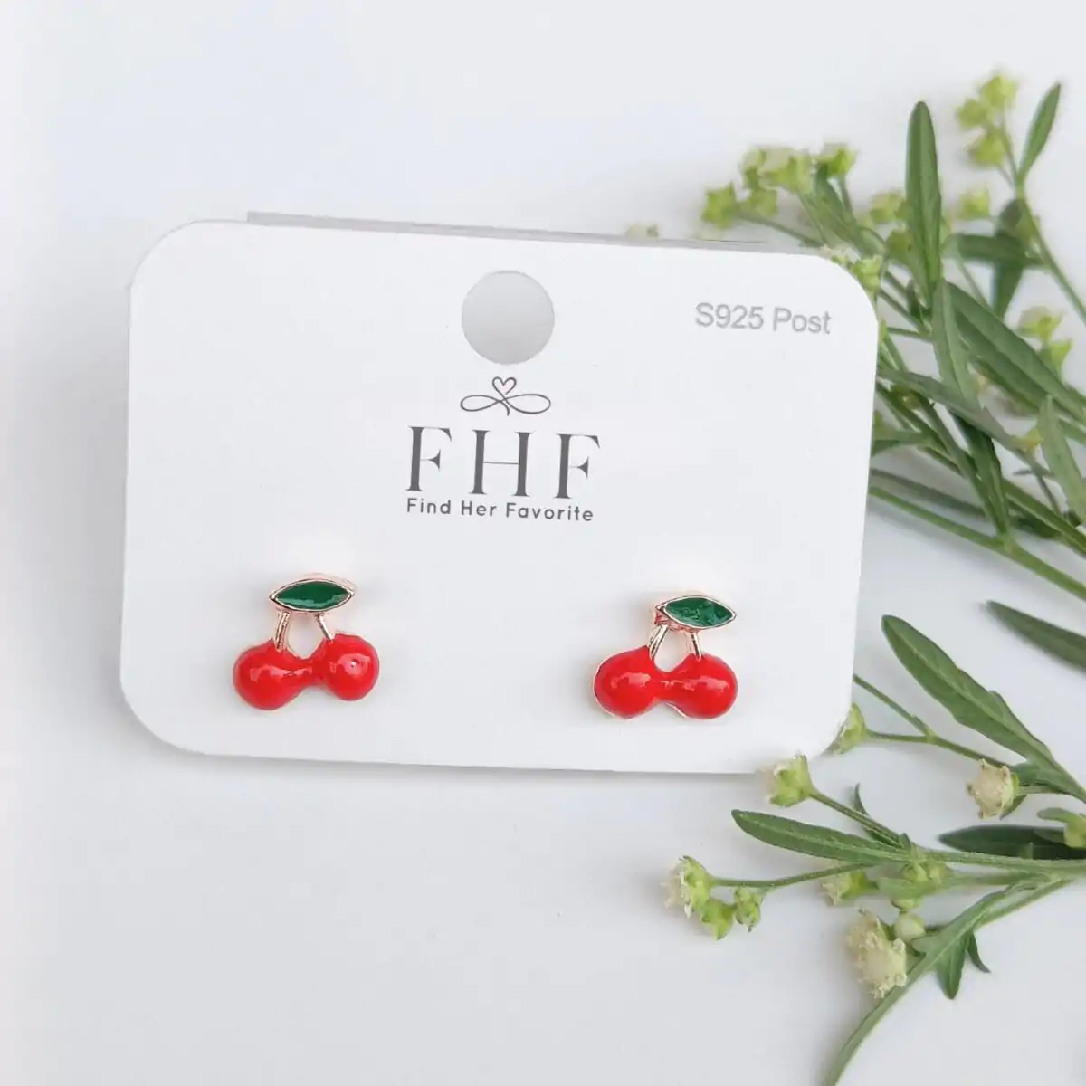 FHF, Earrings, Stud, Red