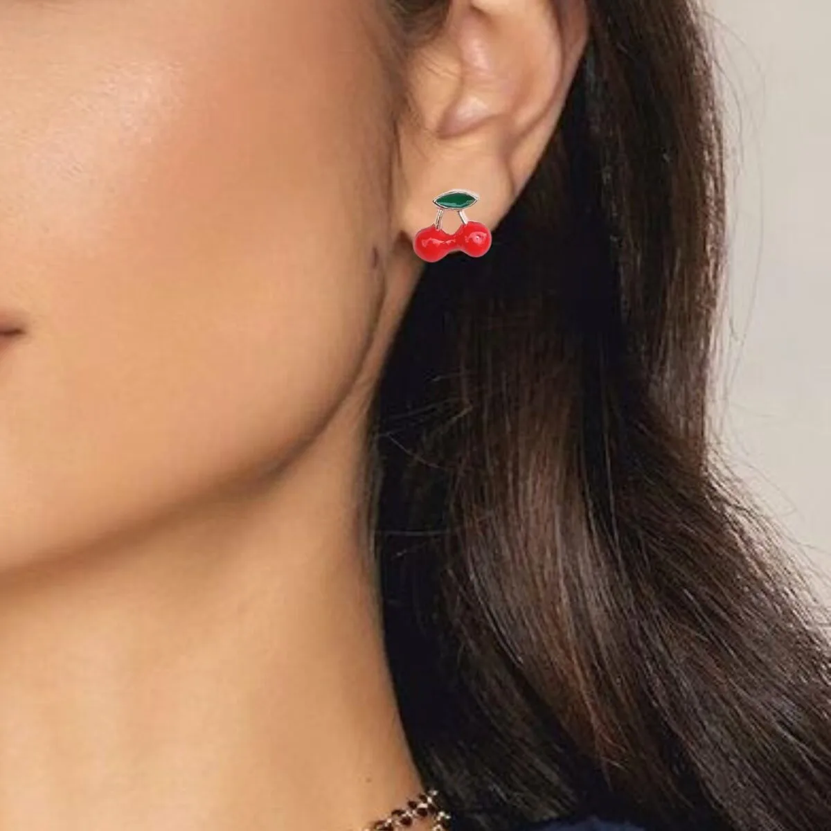 FHF Rose Gold Plated Cheery Stud Earrings - Image 2
