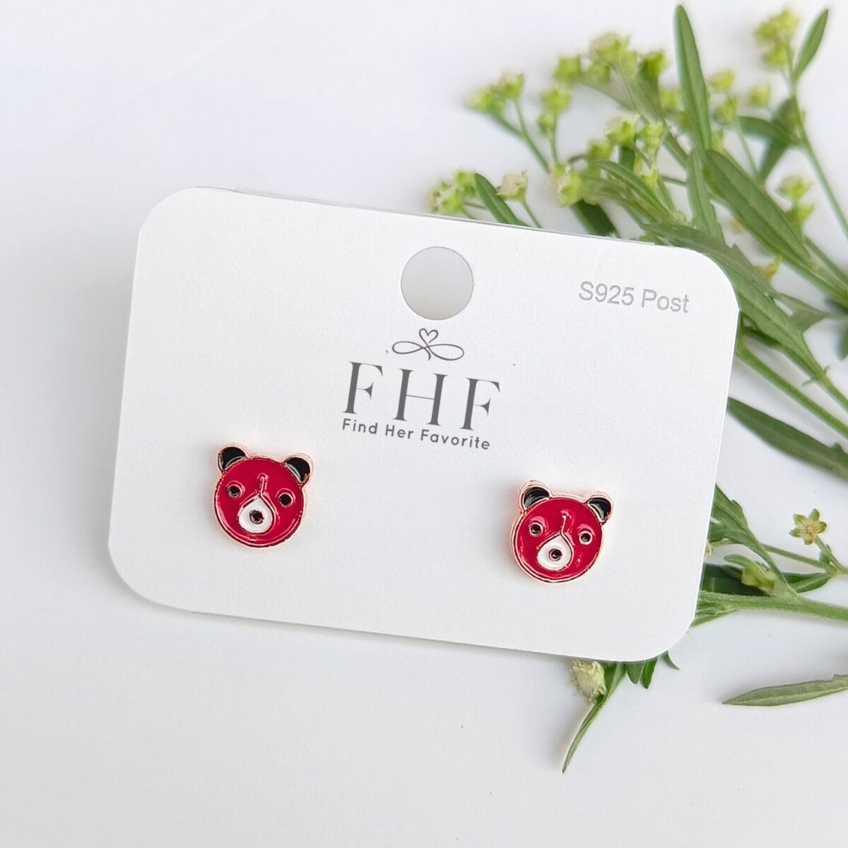 FHF, Earrings, Stud, Red