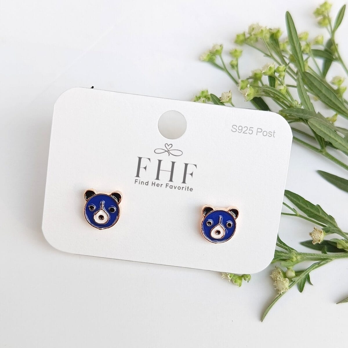 FHF, Earrings, Stud, Blue