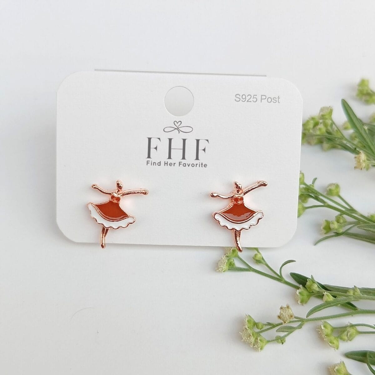FHF, Earrings, Stud, Brown