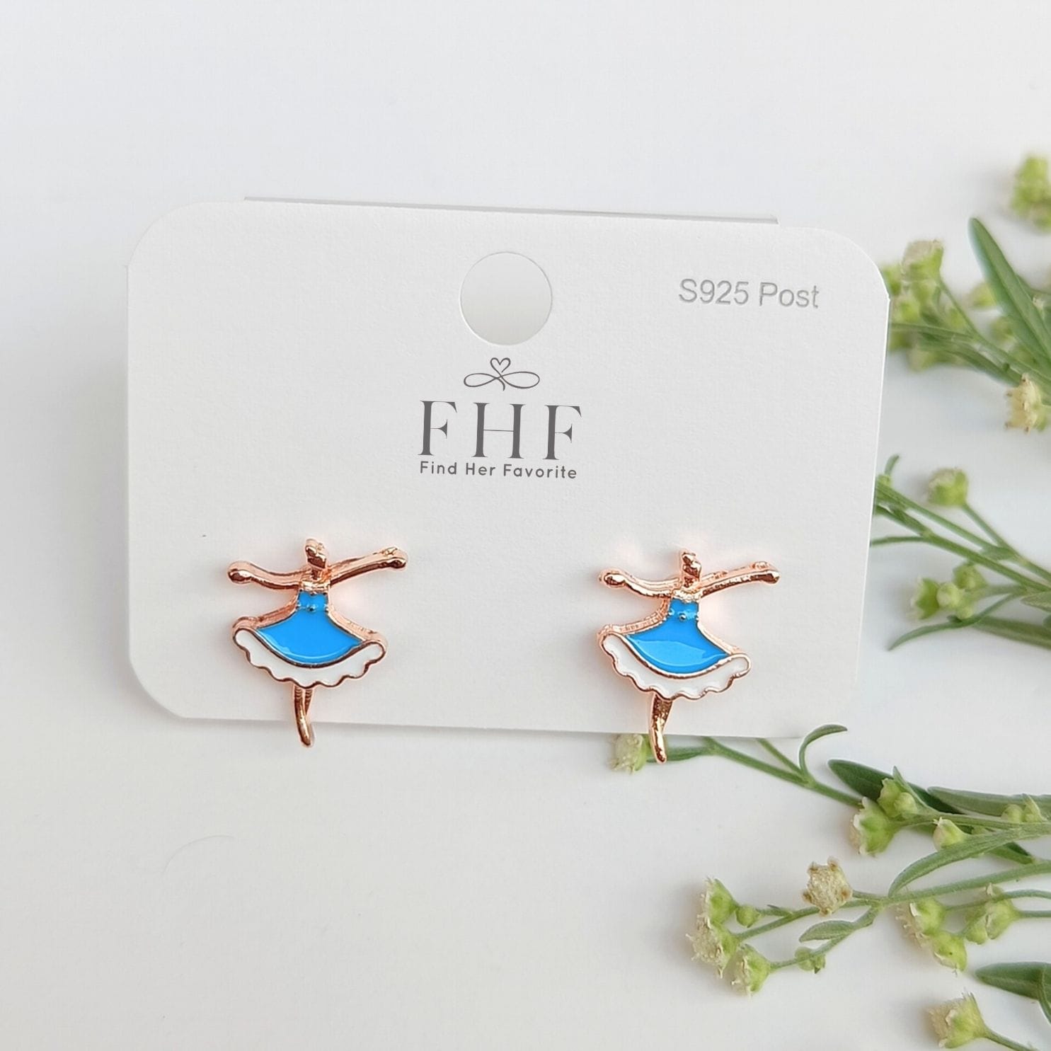 FHF, Earrings, Stud, Blue