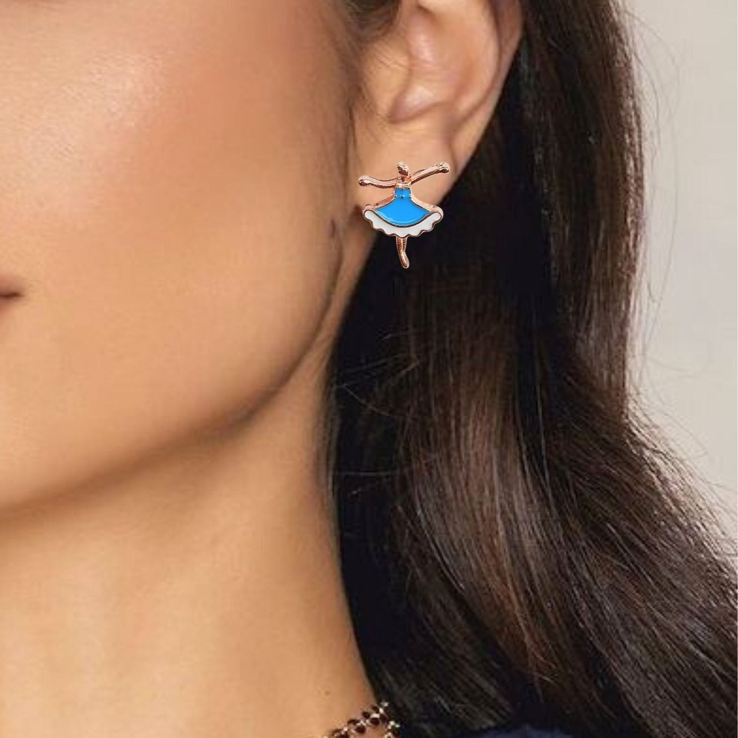 FHF Rose Gold Plated Designer Stud Earrings-1 - Image 2