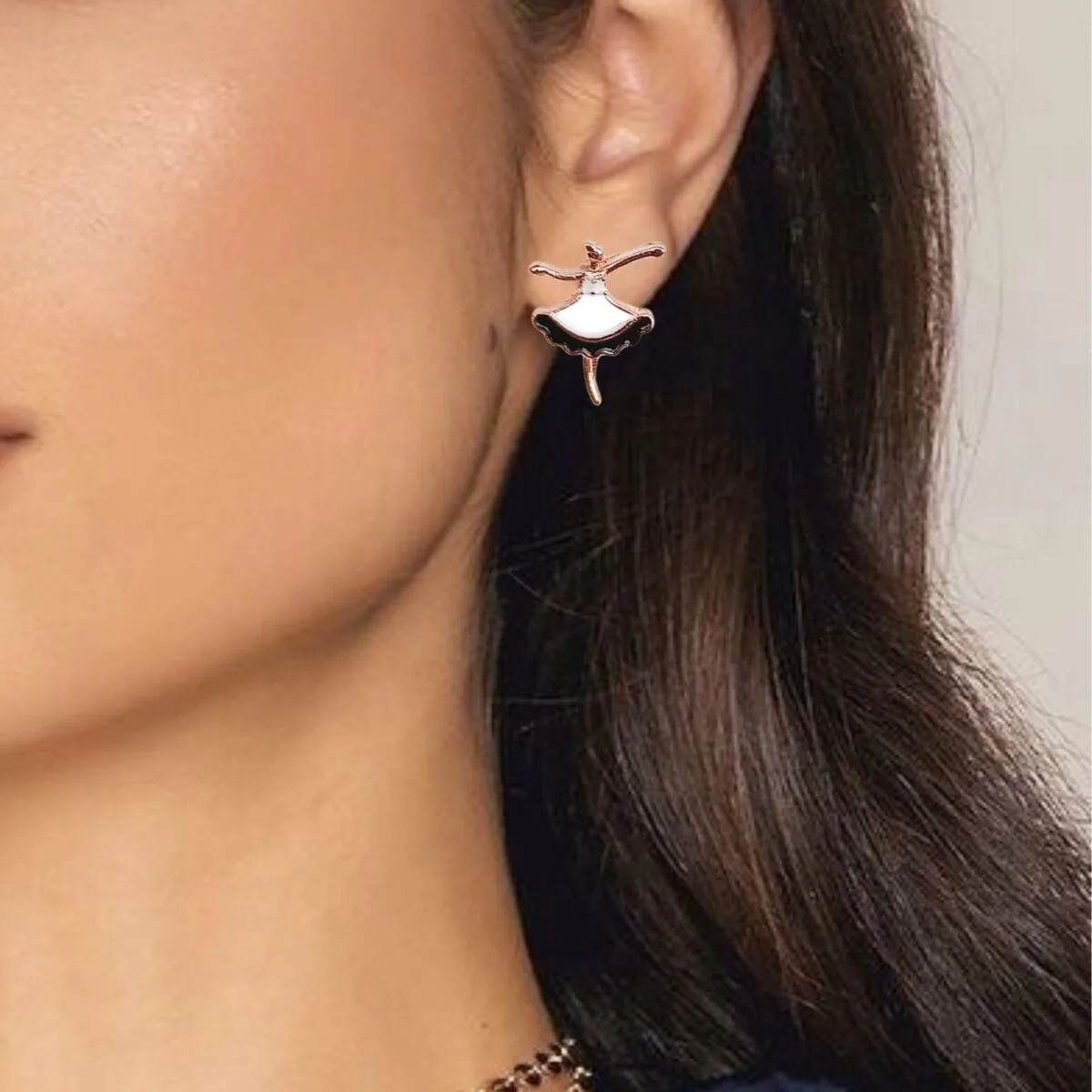 FHF Rose Gold Plated Designer Stud Earrings-2 - Image 2