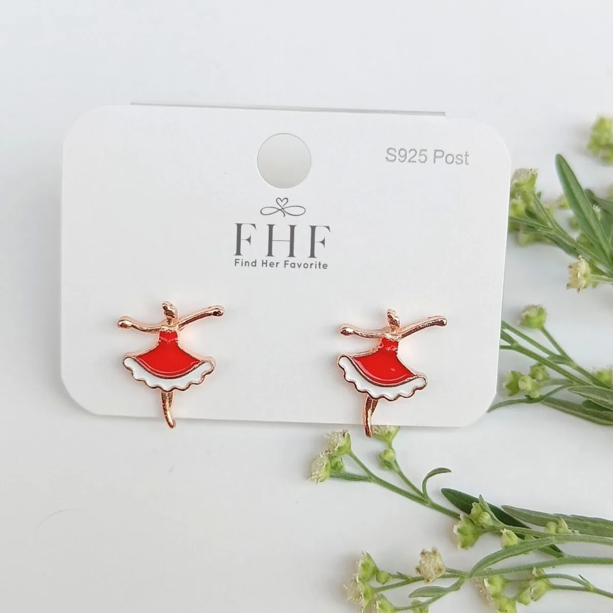 FHF, Earrings, Stud, Red