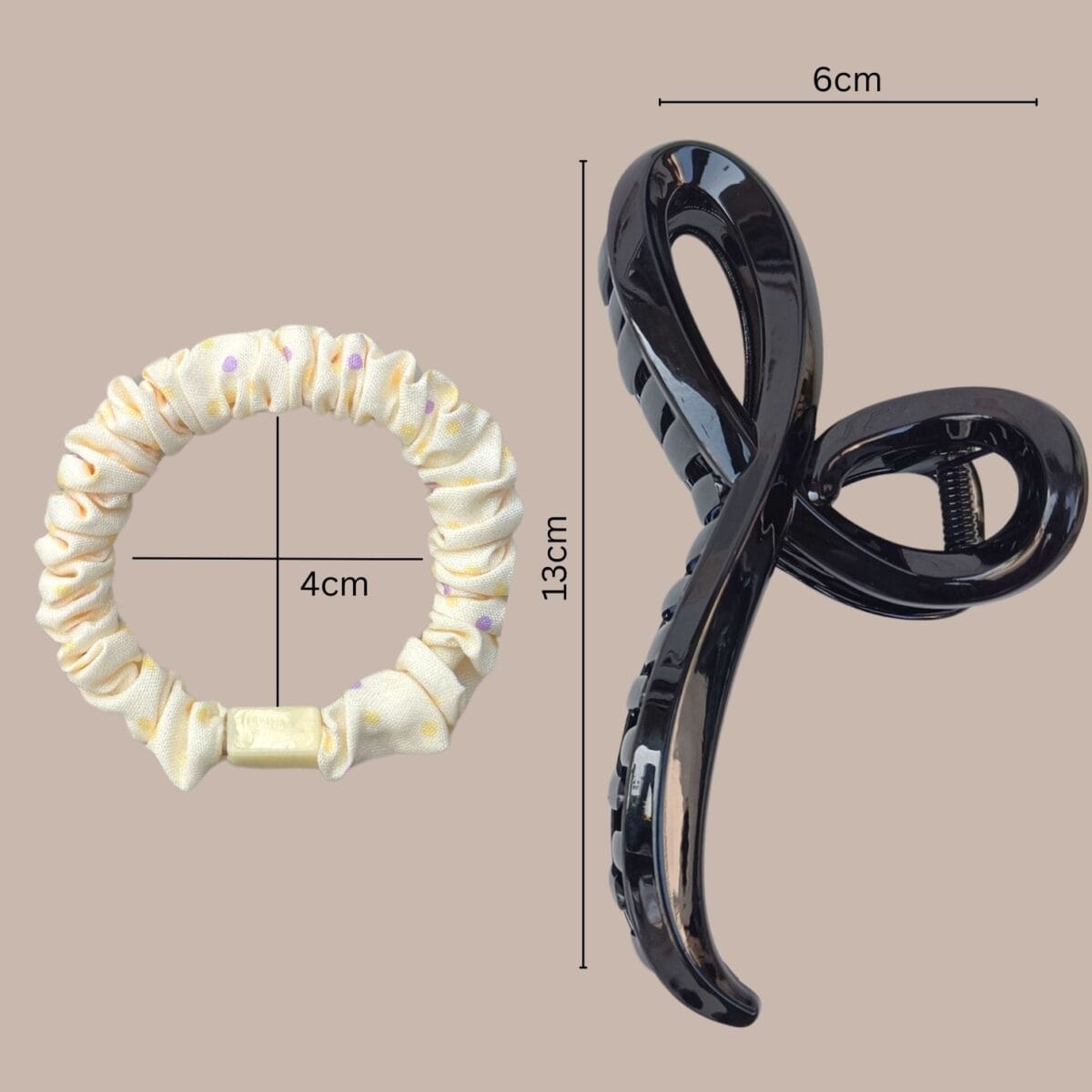 FHF 4 Hair Ties & Designer Claw Clips With Glossy Finish-3 - Image 3